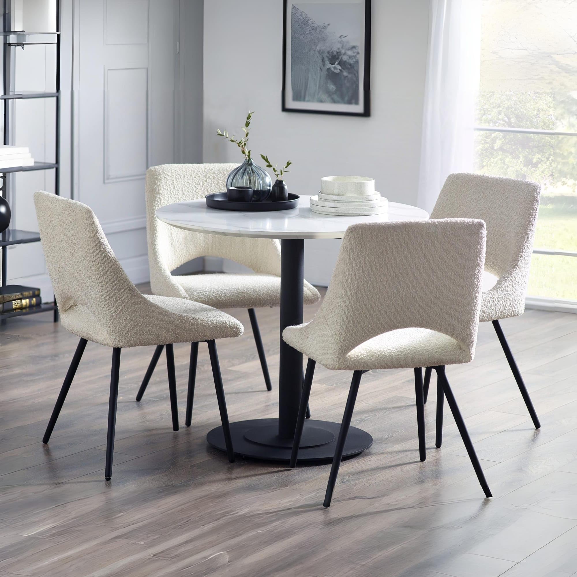 Julian Bowen Luca 80cm Round Dining Table White for 2 - H75 x W80 x D80cm
