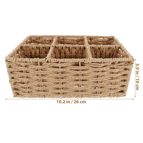 Cabilock Six-Grid Storage Box Multi-Compartment Sundries Holder for Jewellery Necklaces Rings Earrings Earphones Coins Beads Clear Desktop Organiser
