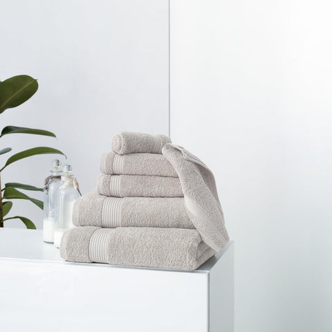 BERIBO Turkish Towel Set 100% Cotton (Serenity) 6 Pieces, 620gsm (Stone)