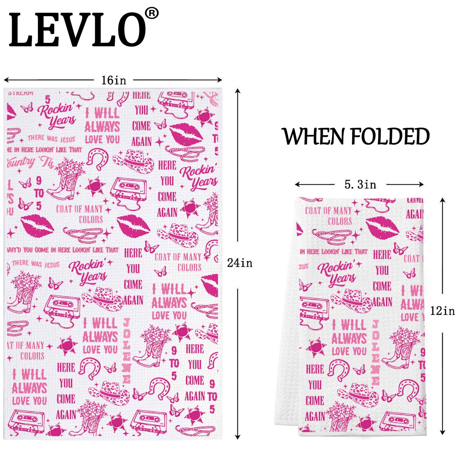 LEVLO Country Song Kitchen Towel Country Music Lover Gift Country Album Tea Towel Country Festival Fans Housewarming Gift (Always Love You)