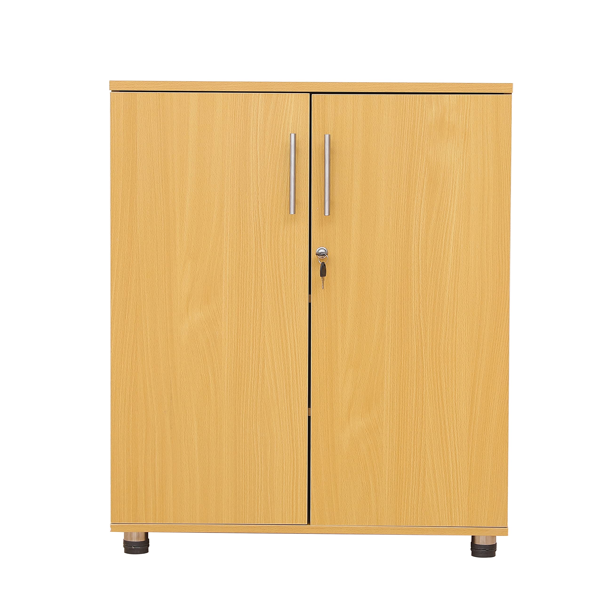 MMT Furniture Designs Ltd Storage Cupboard, 2 Door Engineered Wood, 2 Shelves. Beech, 75cm x 38cm x 90cm