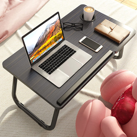 Laptop Desk, Laptop Bed Table with Foldable Legs & Cup Slot, Reading Holder Notebook Stand Breakfast Bed Tray Book Holder for Sofa, Bed, Terrace