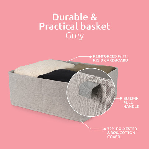 Compactor Oxford Large Drawer Organizer - Grey, 42X36X16.5 cm, Oxford Fabric and Cardboard, Sku: RAN10732