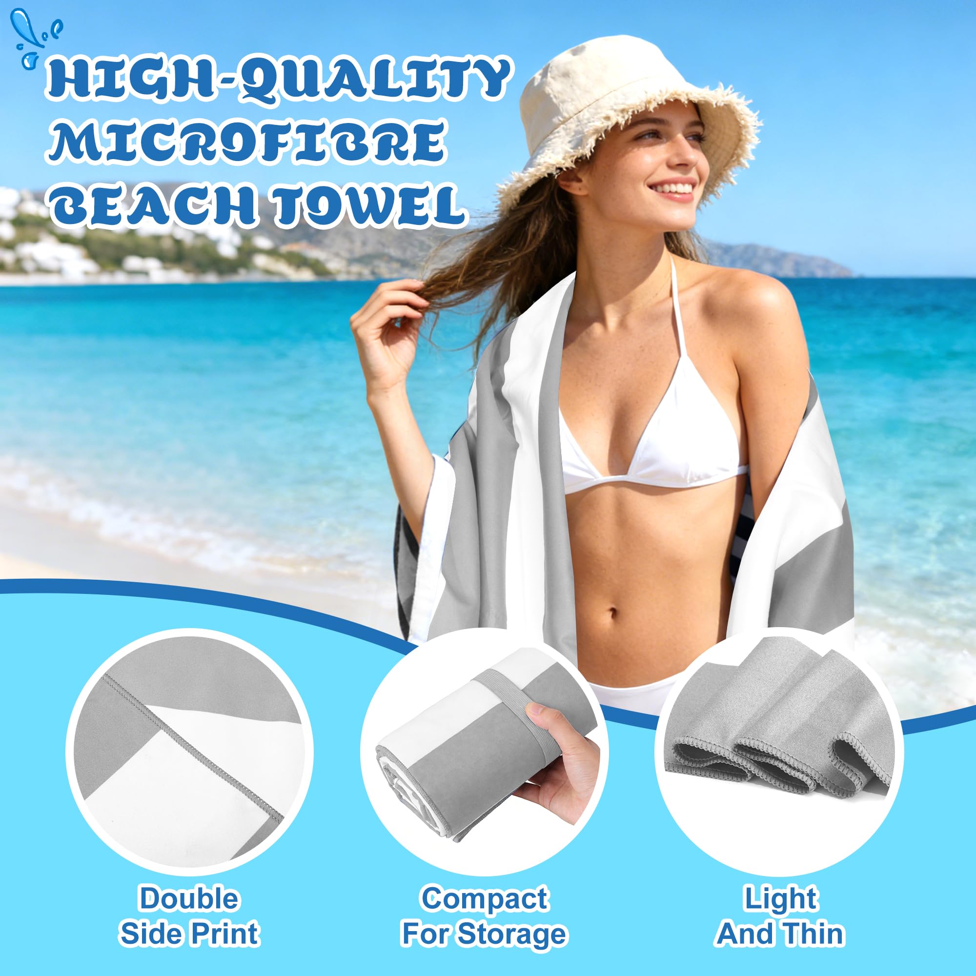 Anavasi Microfibre Beach Towels for Adults, 1 Pack 180 x 90cm 100% Recycled