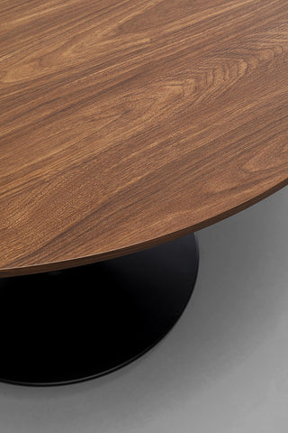 Kare Design Coffee Table Schickeria Walnut, Brown, Black, Wooden Look, Steel Base, Diameter 80cm, Modern, Round Sofa Side Table