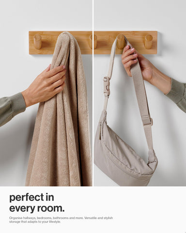 LARHN Wooden Wall-Mounted Coat Rack - 5 Coat Hooks, 42cm