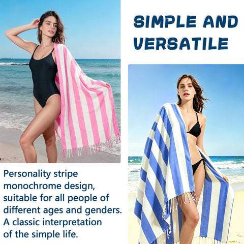 JAODFK 2 Pcs Turkish Beach Towel Cotton Lightweight Sand Free Blanket Quick Dry Serviette de Plage Towels for Swimming Camping Accessories Women