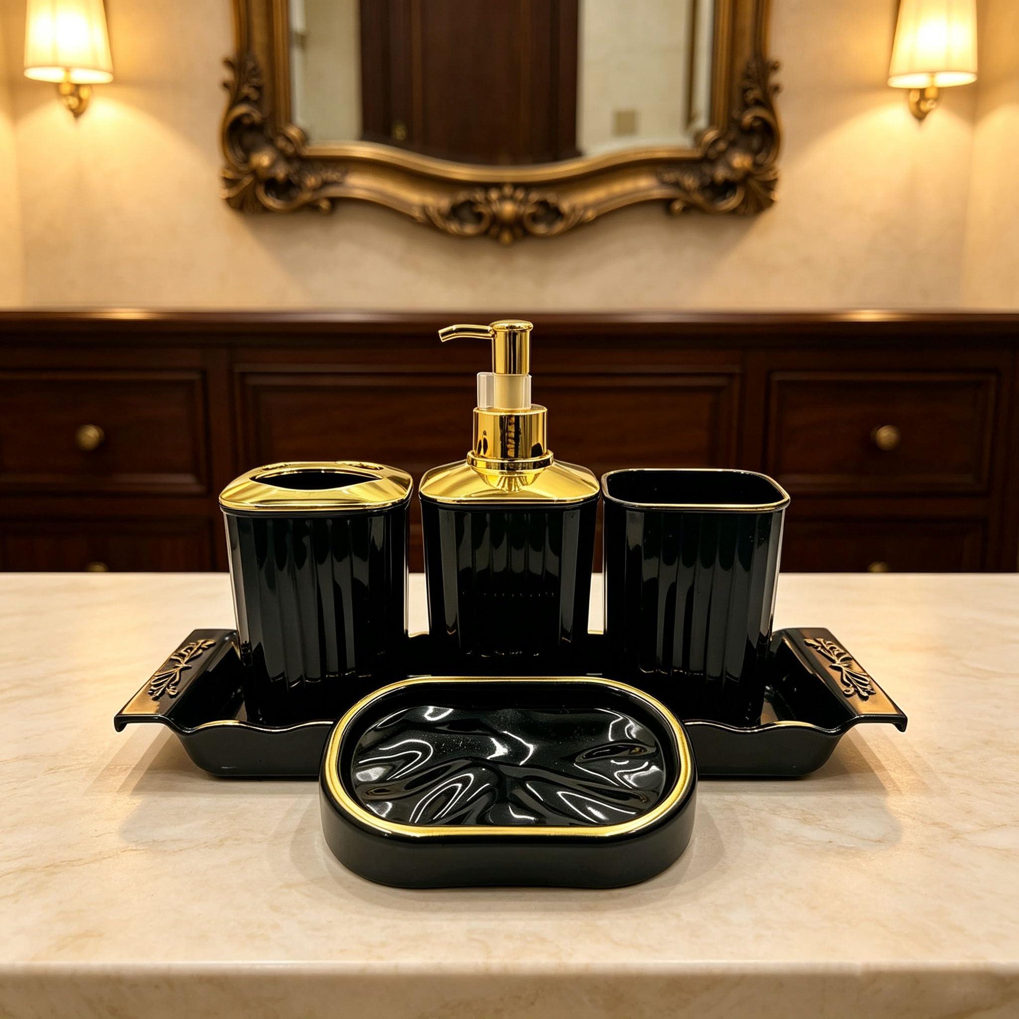 Hosoncovy Bathroom Accessory Set of 5 (Black)