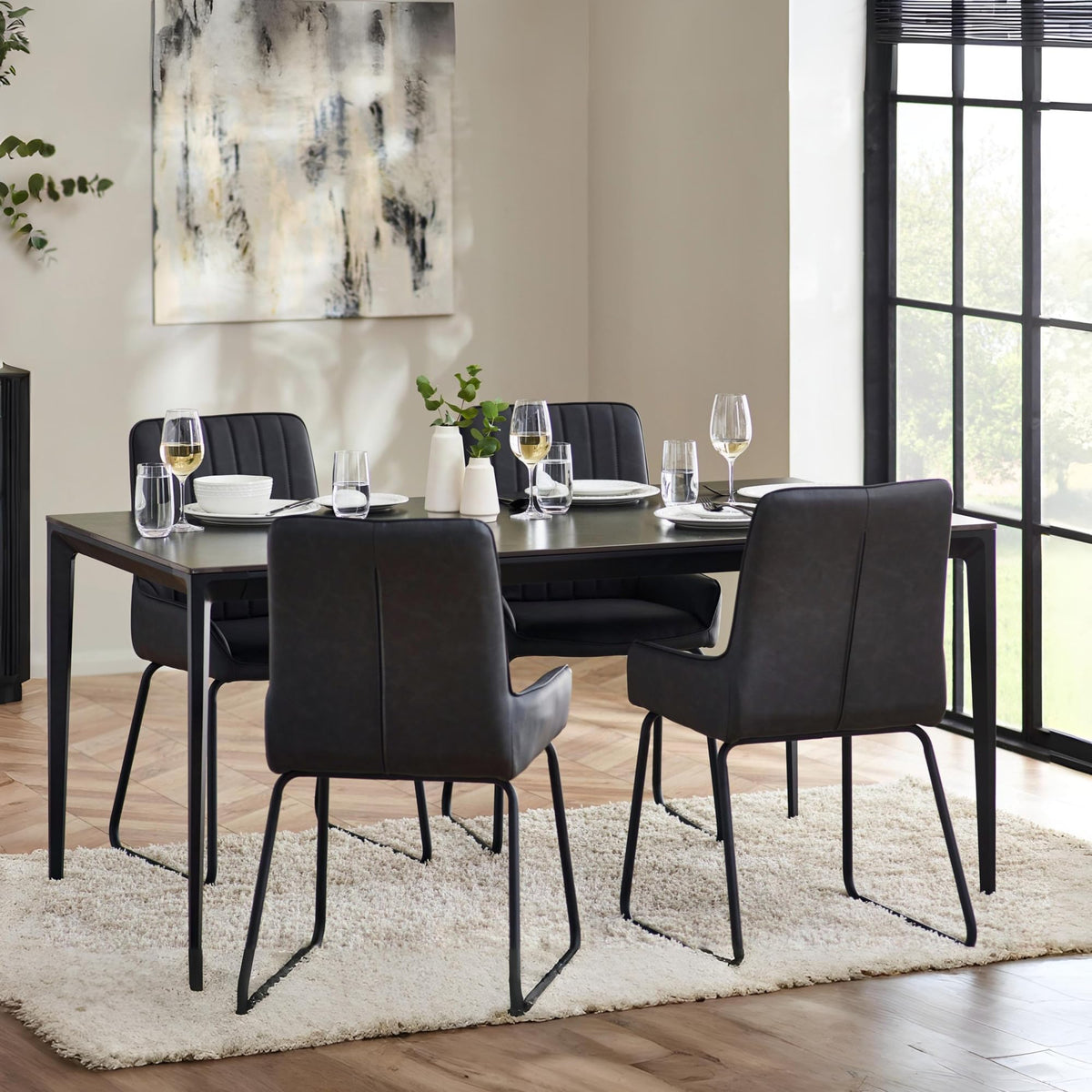 Julian Bowen Miami Rectangular Dining Table, Slate Grey - H76xW120cm