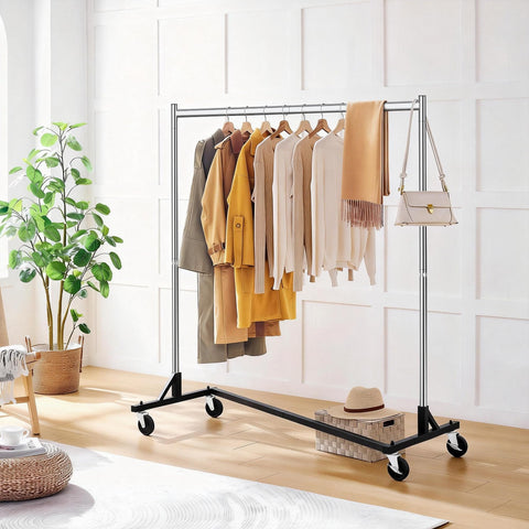Hoctieon Z Rack, Rolling Clothes Racks with Z-Base, Heavy Duty Garment Rack, Clothing Racks for Hanging Clothes, Sturdy Metal Hanging Holder