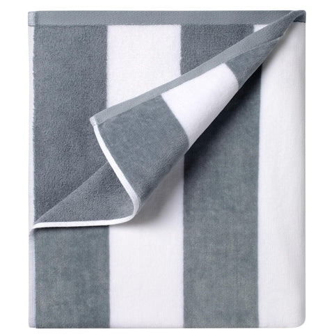 Ouxiaobai Cotton Oversized Beach Towel - 35 x 70 Inch Large Size Pool Towel, Striped Soft Cabana Swim Towel (Grey)