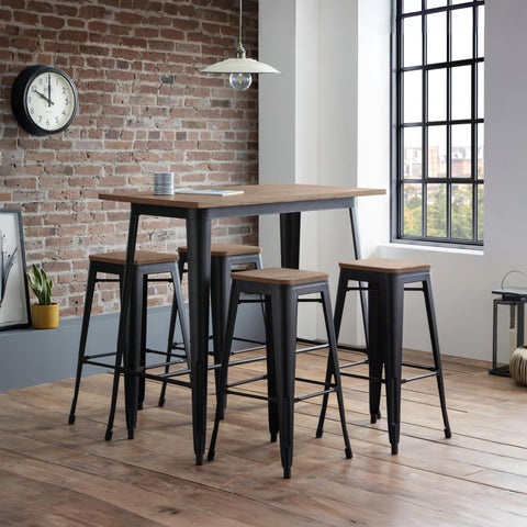 Julian Bowen Grafton Bar Table for 2-4, Solid Elm - H105 x W120 x D60cm