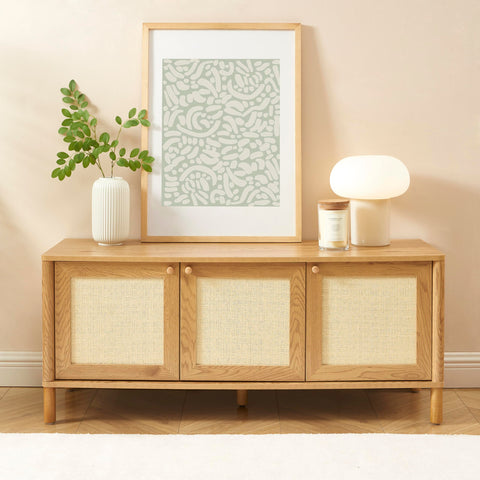 BAÏTA HAIDA TV Unit in Oak Effect and Rattan Weave