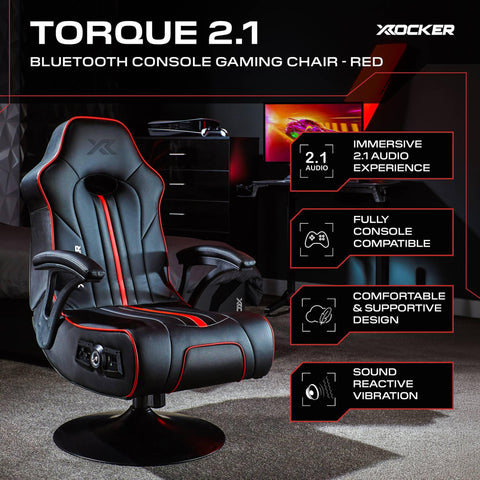 X-Rocker Torque Console Gaming Chair, 2.1 Stereo Audio Gaming Seat - Bluetooth Connectivity, Reactive Vibration, Foldable Base