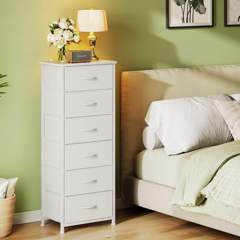 CAIYUN 6 Drawer Tall Dresser, Dresser for Bedroom Entryway Hallway, Closet Storage Drawer, Commode De Chambre, Armoire De Rangement, White