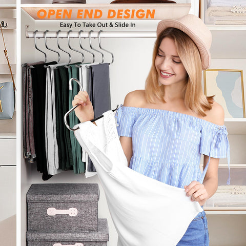 Hodola 18 Pack Space Saving Open Ended Metal Pant Hangers, Non Slip Jean Hangers for Men and Women