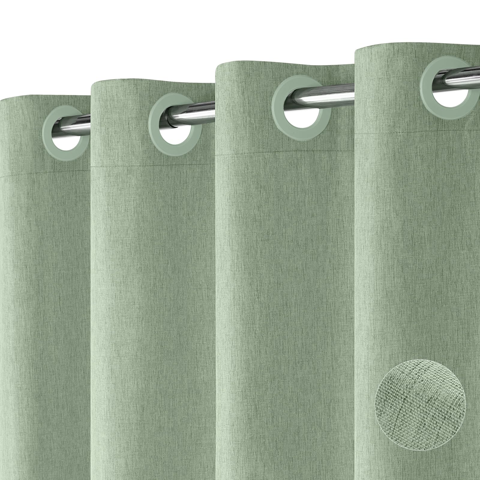 Hotel Style No Hook Rustic Linen Shower Curtain for Bathroom 230GSM Thick Fabric Texture Shower Curtains, Enhanced Waterproof, Weighted Hem