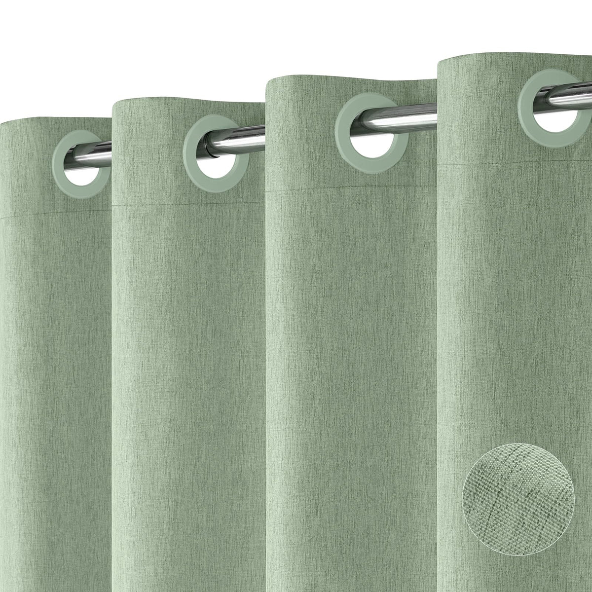 Hotel Style No Hook Rustic Linen Shower Curtain for Bathroom 230GSM Thick Fabric Texture Shower Curtains, Enhanced Waterproof, Weighted Hem
