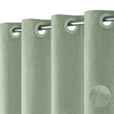 Hotel Style No Hook Rustic Linen Shower Curtain for Bathroom 230GSM Thick Fabric Texture Shower Curtains, Enhanced Waterproof, Weighted Hem