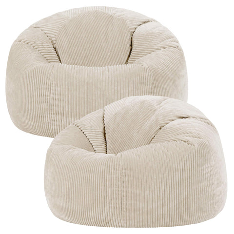 icon Kingston Cord Bean Bag with Filling Included, Set of 2, Beige