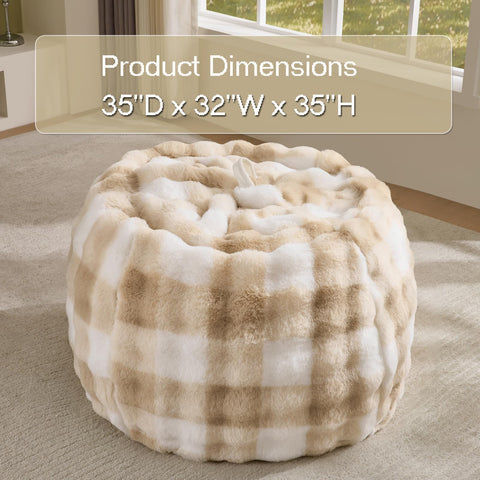 Fluffy Faux Rabbit Fur Bean Bag Chair Cover(No Filler),Cozy Shaggy Bubble Stuffed Animal Storage Large Bean Bag Cover for Bedroom Living Room,Fuzzy
