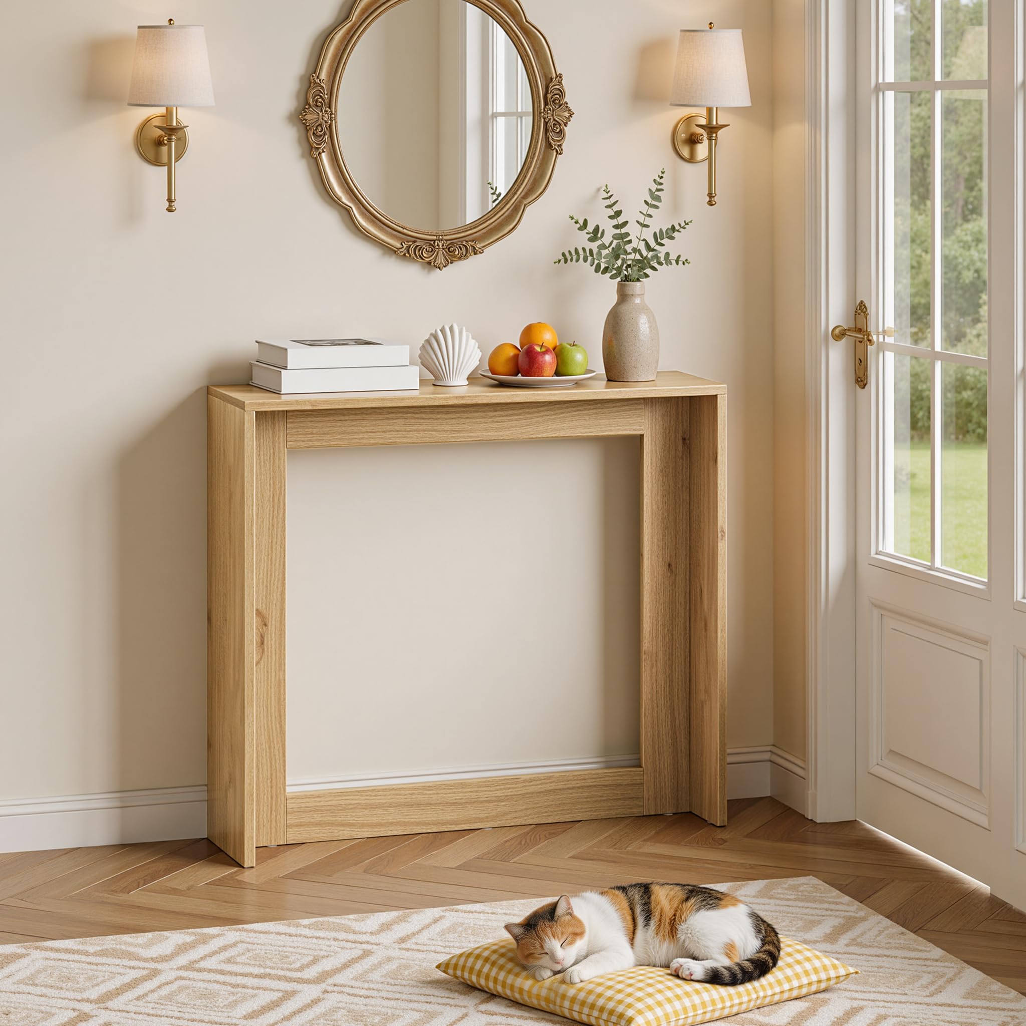 YATINEY Console Table with Storage, Farmhouse Sofa Table, Behind Sofa Table, Narrow Entryway Table, Side Table for Entryway, Living Room, Bedroom