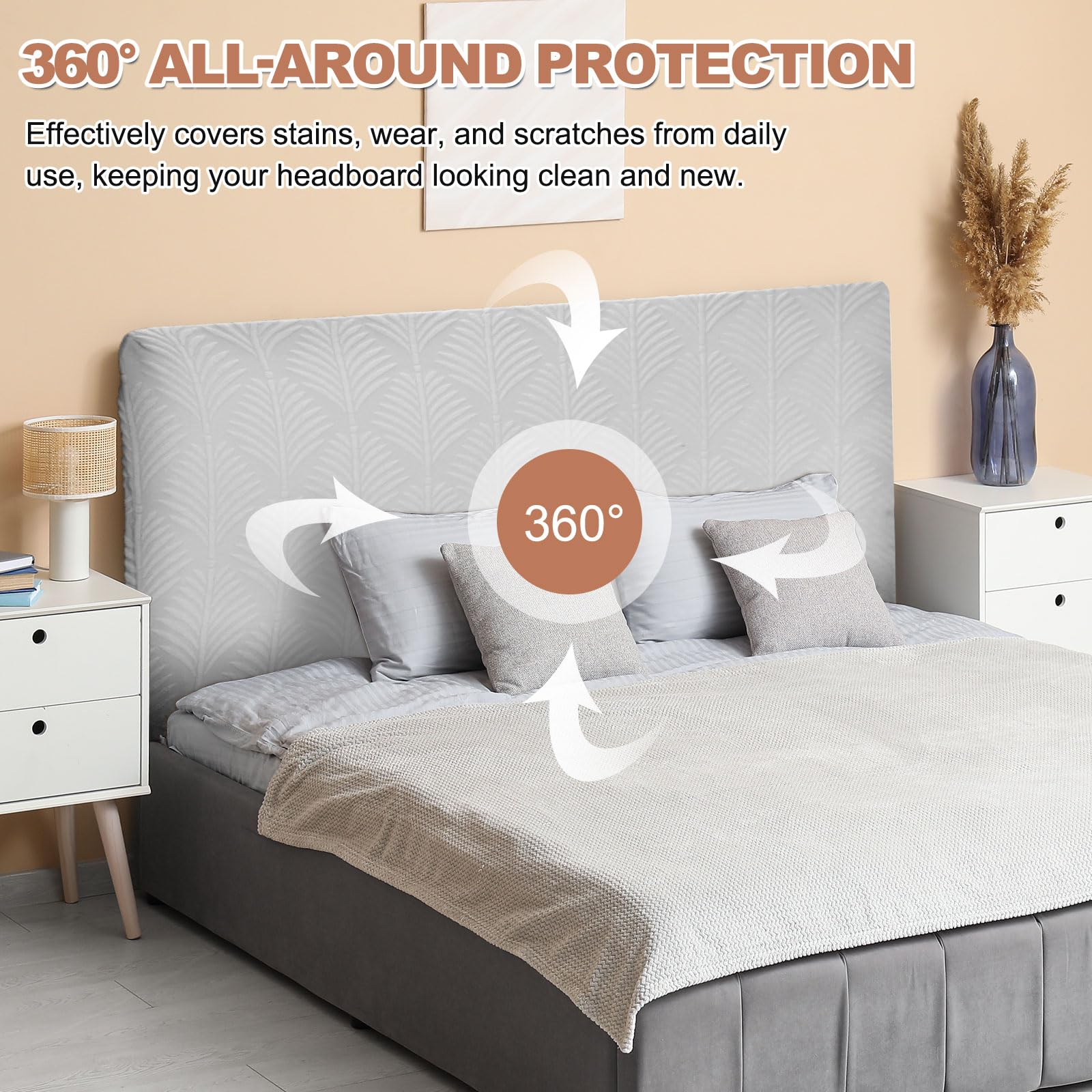 sourcing map Bed Headboard Slipcover, 180cm Jacquard Fabric Stretch Protector Covers, Dustproof Cover for 1.8m Headboard Bedroom Decor, Green