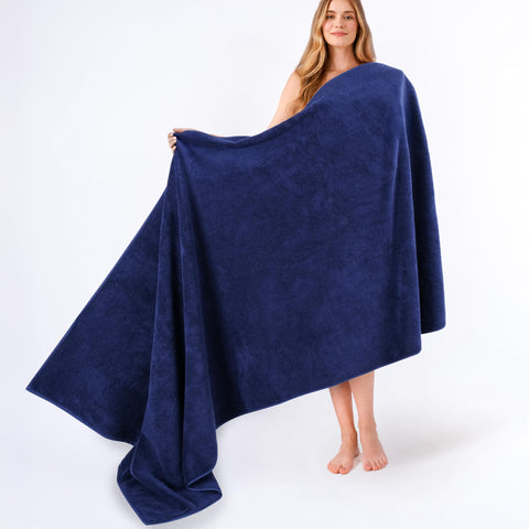 American Soft Linen Oversized Bath Sheet 40x80 Extra Large for Bathroom, 100% Cotton Turkish Jumbo Bathsheet Towels for Adults, Navy Blue Bath Sheet