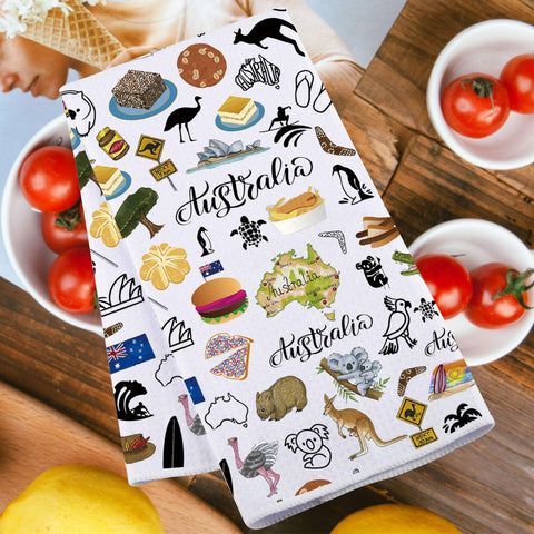 MYSOMY Australia Kitchen Towel Australian Kitchen Decor Australia Themed Gifts Australian Dish Towel Australia Housewarming Gift (Australia UK)