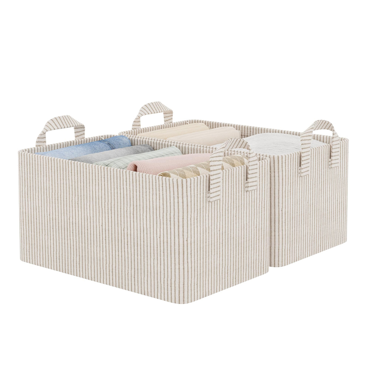 StorageWorks Large Storage Baskets, Clothes Storage Boxes with Metal Frame, Fabric Basket with handles, Shelf Boxes