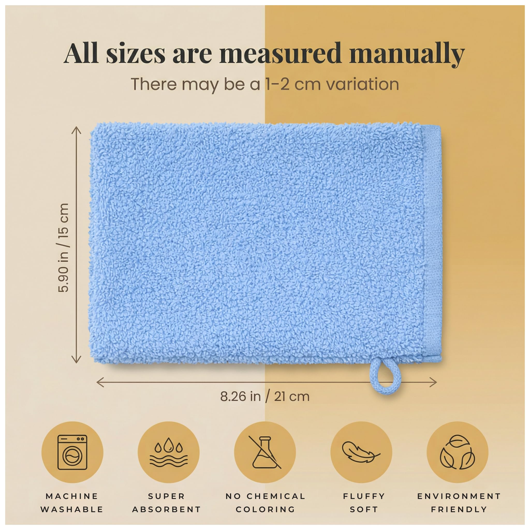 Perefly Washcloth Small Towels Set - 15 X 21 CM Hand Towels for Bathroom & Gym - Soft & Absorbent - Fast Drying Wash Cloths 10 Pack (Blue)