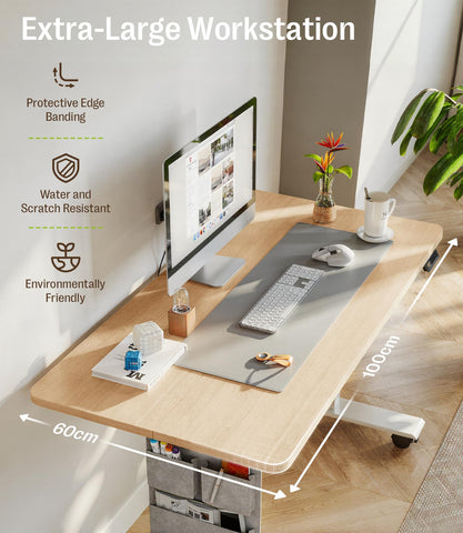MAIDeSITe Electric Height Adjustable Standing Desk, 100x60cm Sit Stand Desk