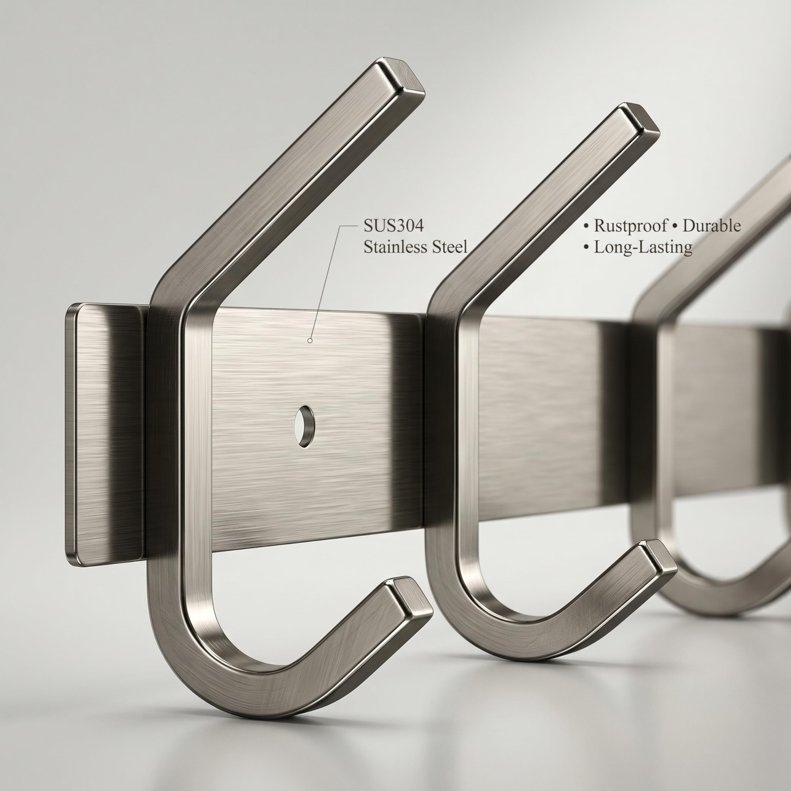 SAYONEYES Coat Rack Wall Mount with 6 Coat Hooks for Hanging - 17 Inch Heavy Duty SUS304 Stainless Steel Brushed Finish Waterproof
