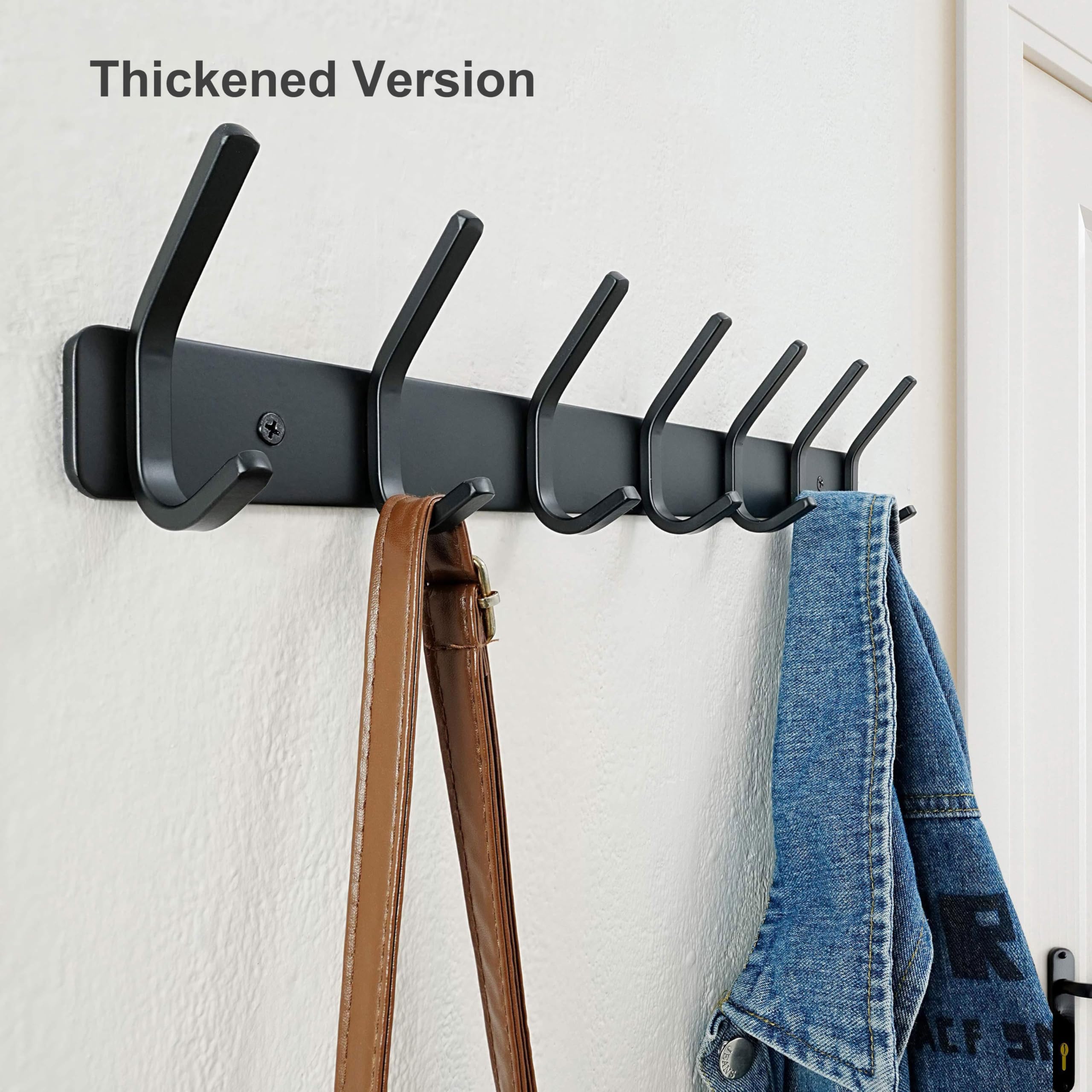 HONSKY Coat Rack Wall Mounted, Towel Rack,Metal Wall Coat Hanger with 7 Double Hooks (14 Hooks), for Hanging Coat, Hat, Bag, Umbrella