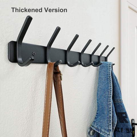 HONSKY Coat Rack Wall Mounted, Towel Rack,Metal Wall Coat Hanger with 7 Double Hooks (14 Hooks), for Hanging Coat, Hat, Bag, Umbrella
