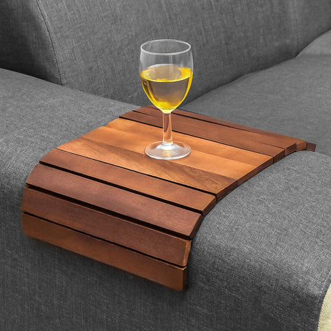 WINSOME Foldable Sofa Arm Tray | Wooden Armrest Tray 37.5 X 25 X 1cm | Water & Scratch Resistant Armchair Tray | Sofa Armrest Organiser for Drinks