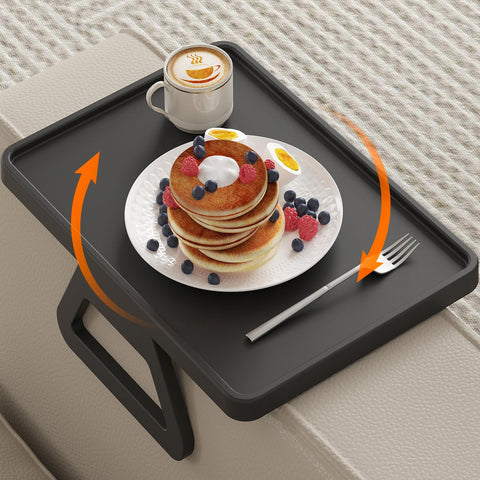 Lifewit Plastic Rotating Couch Armrest Table, Adjustable Sofa Arm Clip Holder Tray for Snack/Fast Food/Fruit/Drink