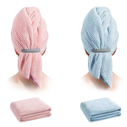 2Pack Microfibre Hair Towel,40 x 24 inches Hair Towel Wrap Super Absorbent