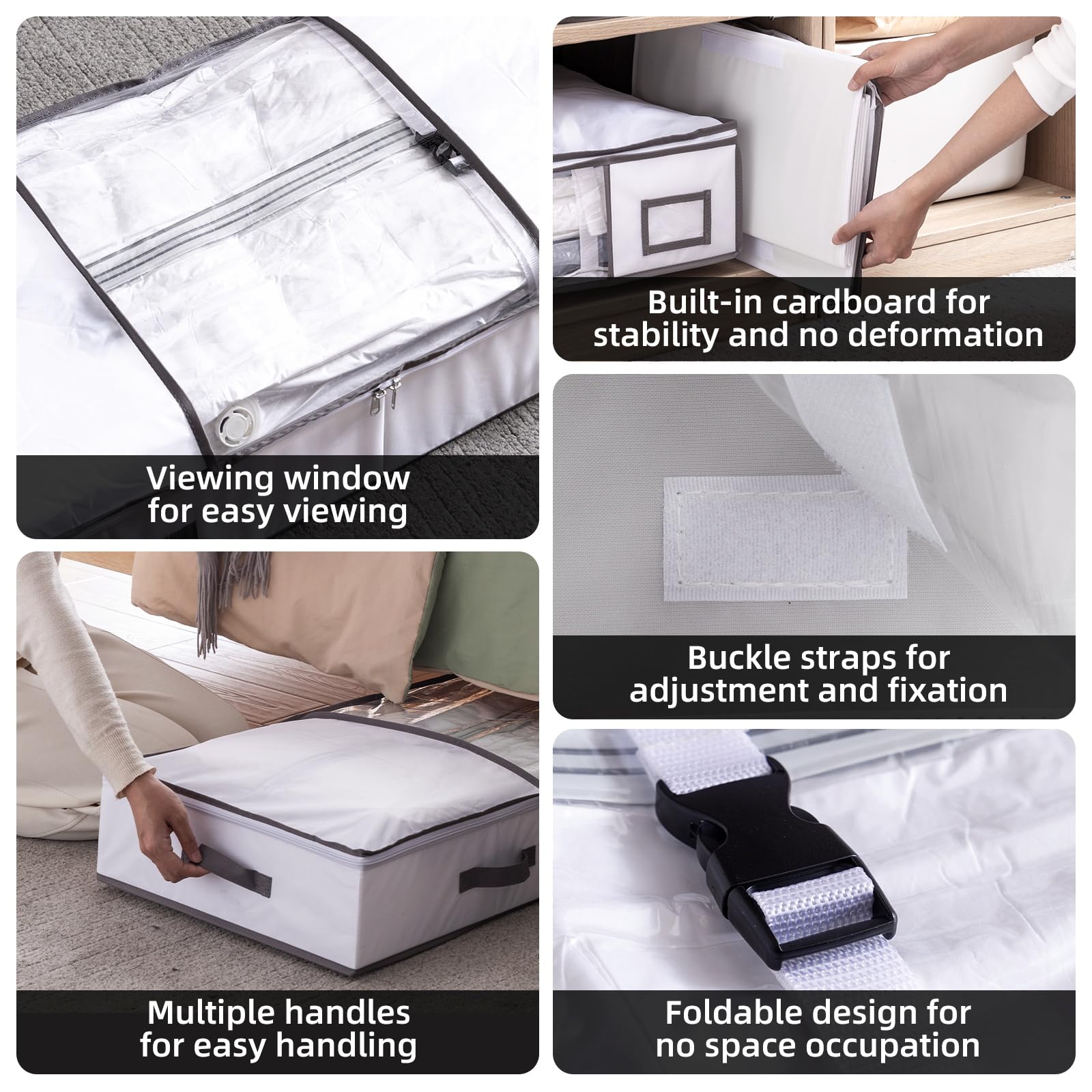 TAILI Vacuum Storage Bag with Box,105x43x15cm 2 in 1 Space Saver,Gray+White