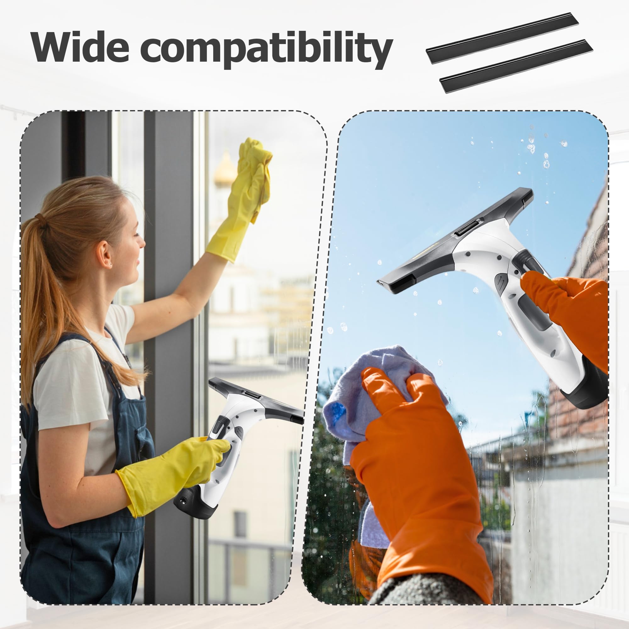 4PCS Replacement Rubber Lips for Karcher Window Vac Blades Glass Cleaner Replacement Lips 280MM Window Squeegee Window Cleaning Squeegee Compatible