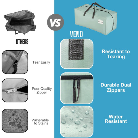 VENO 10 Pack Heavy-Duty Extra Large Moving Bags W/Backpack Straps, Moving House Essentials, Clothes Storage, Packing, Laundry Bags