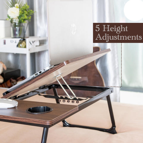 Laptop Desk, Laptop Bed Table with Foldable Legs & Cup Slot, Reading Holder Notebook Stand Breakfast Bed Tray Book Holder for Sofa, Bed, Terrace