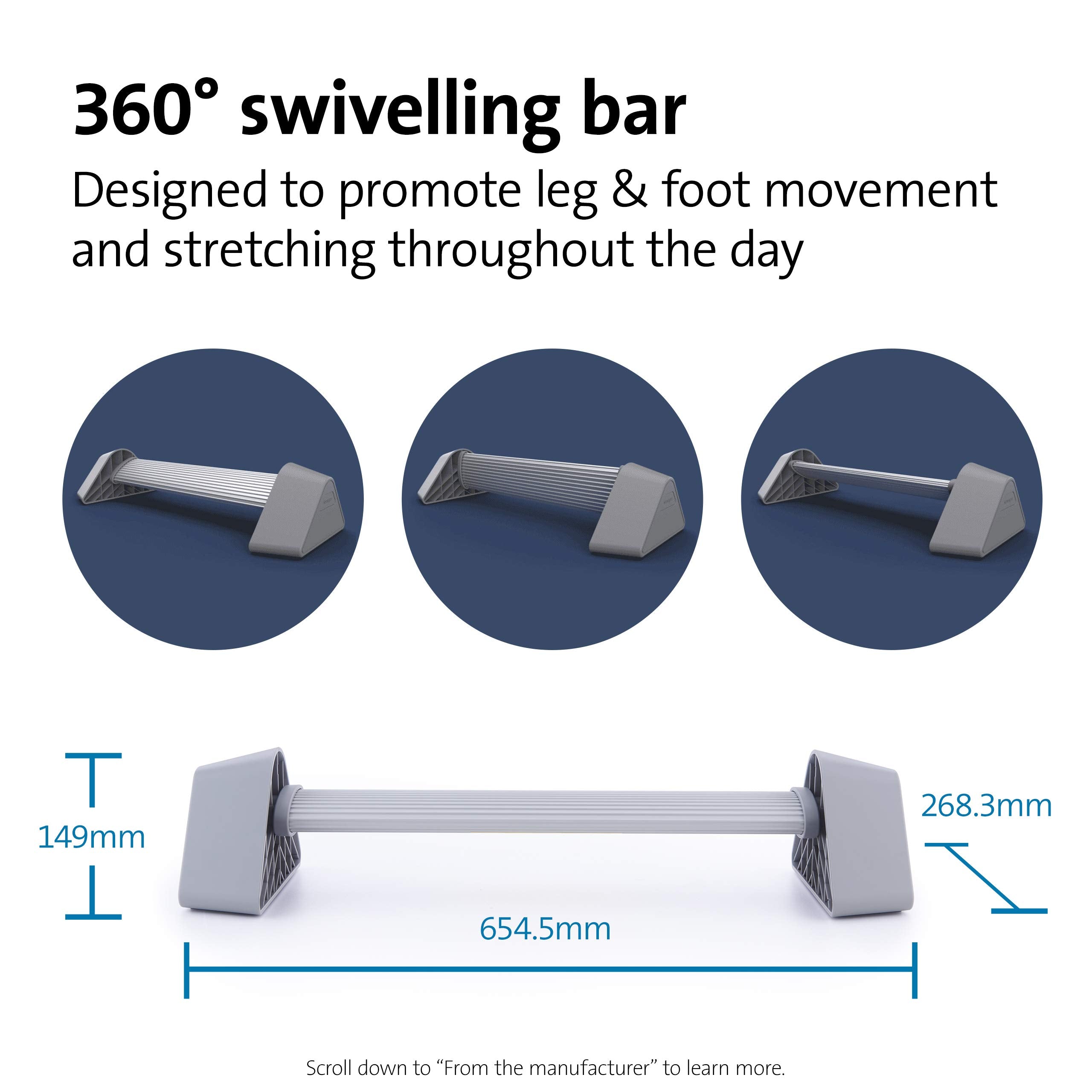 Kensington Rocking Foot Rest for Under Desk, Ergonomic Foot Stool with swiveling bar design
