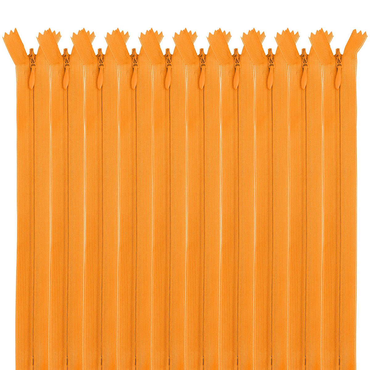 MARARDI Pack of 10 Invisible Zippers [Orange] Nylon [35 cm] Sewing Clothing Bags Ribbon Cotton Leather Plastic for Sewing Machine Zip with Metal Clasp
