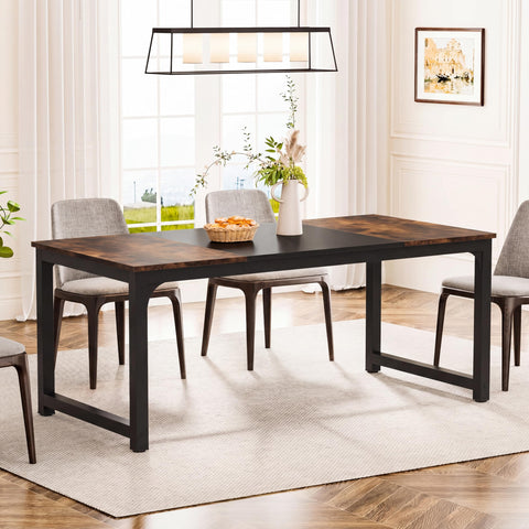 Tribesigns 180 x 80 cm Dining Table, Industrial Kitchen Table for 6-8 Person, Rectangular Dinner Table for Dining Room Kitchen Living Room