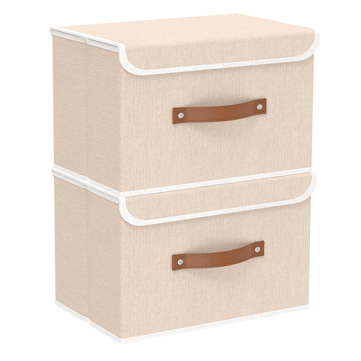 Yawinhe Foldable Storage Boxes, 2 Pack Fabric Baskets,38x25x25cm,Beige