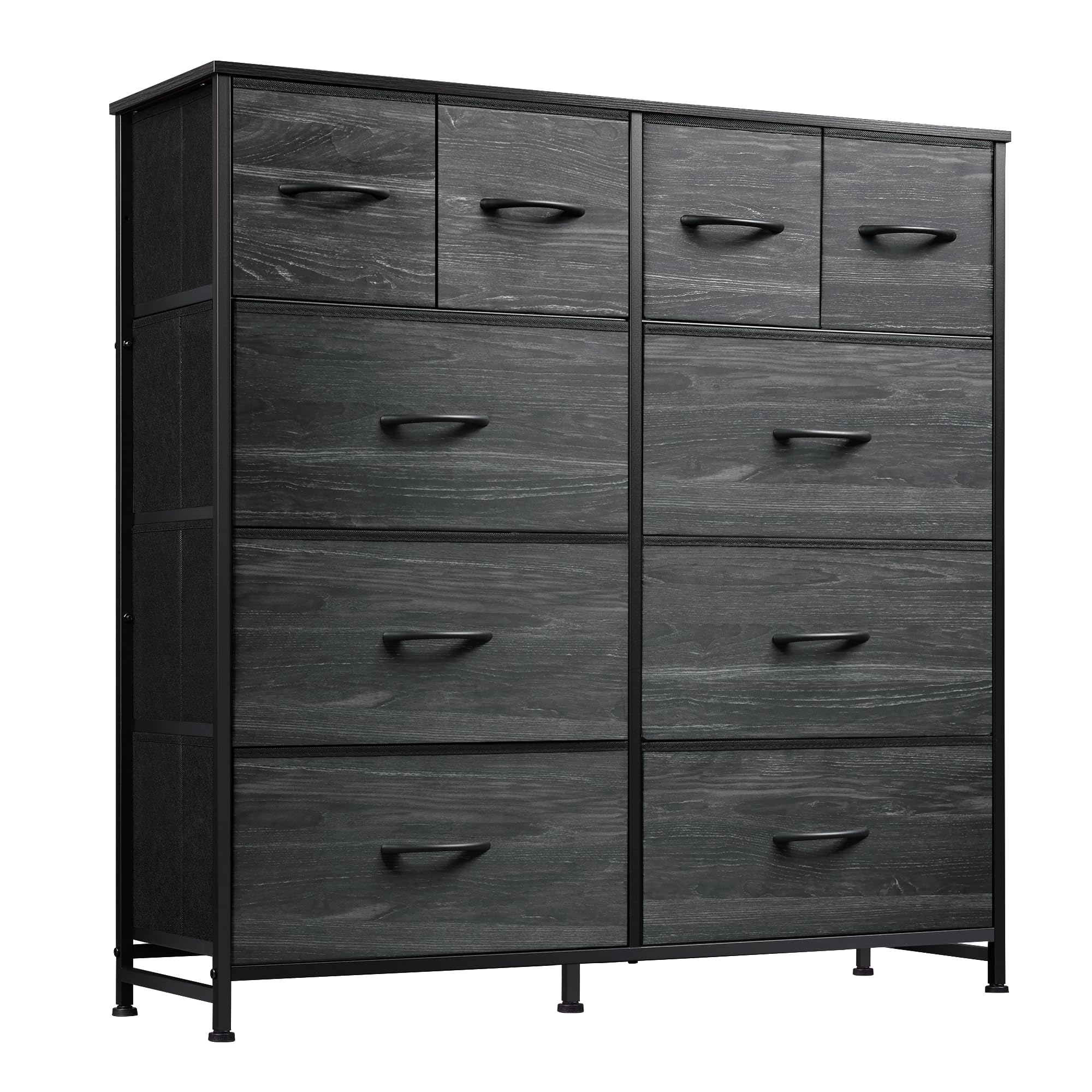 WLIVE Tall Chest of Drawers, 10 Large Fabric Drawers Dresser Bedroom, Black