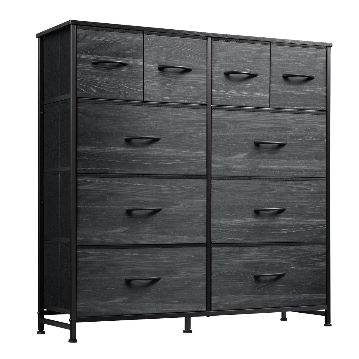 WLIVE Tall Chest of Drawers, 10 Large Fabric Drawers Dresser Bedroom, Black