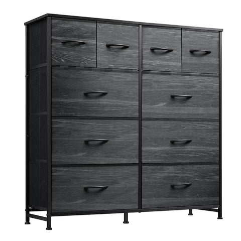 WLIVE Tall Chest of Drawers, 10 Large Fabric Drawers Dresser Bedroom, Black