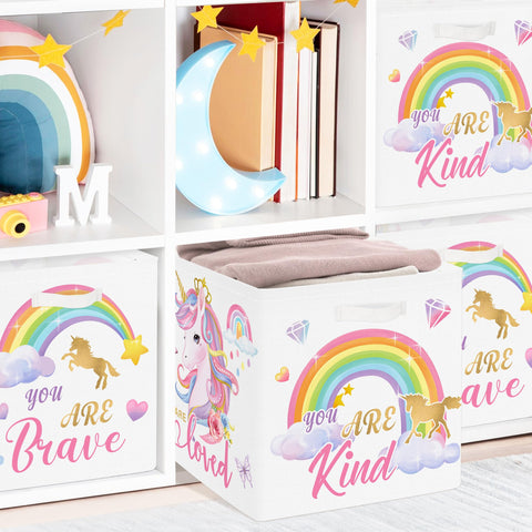 Clastyle 3 pcs Unicorn Cube Storage Boxes for Shelves Kallax Boxes